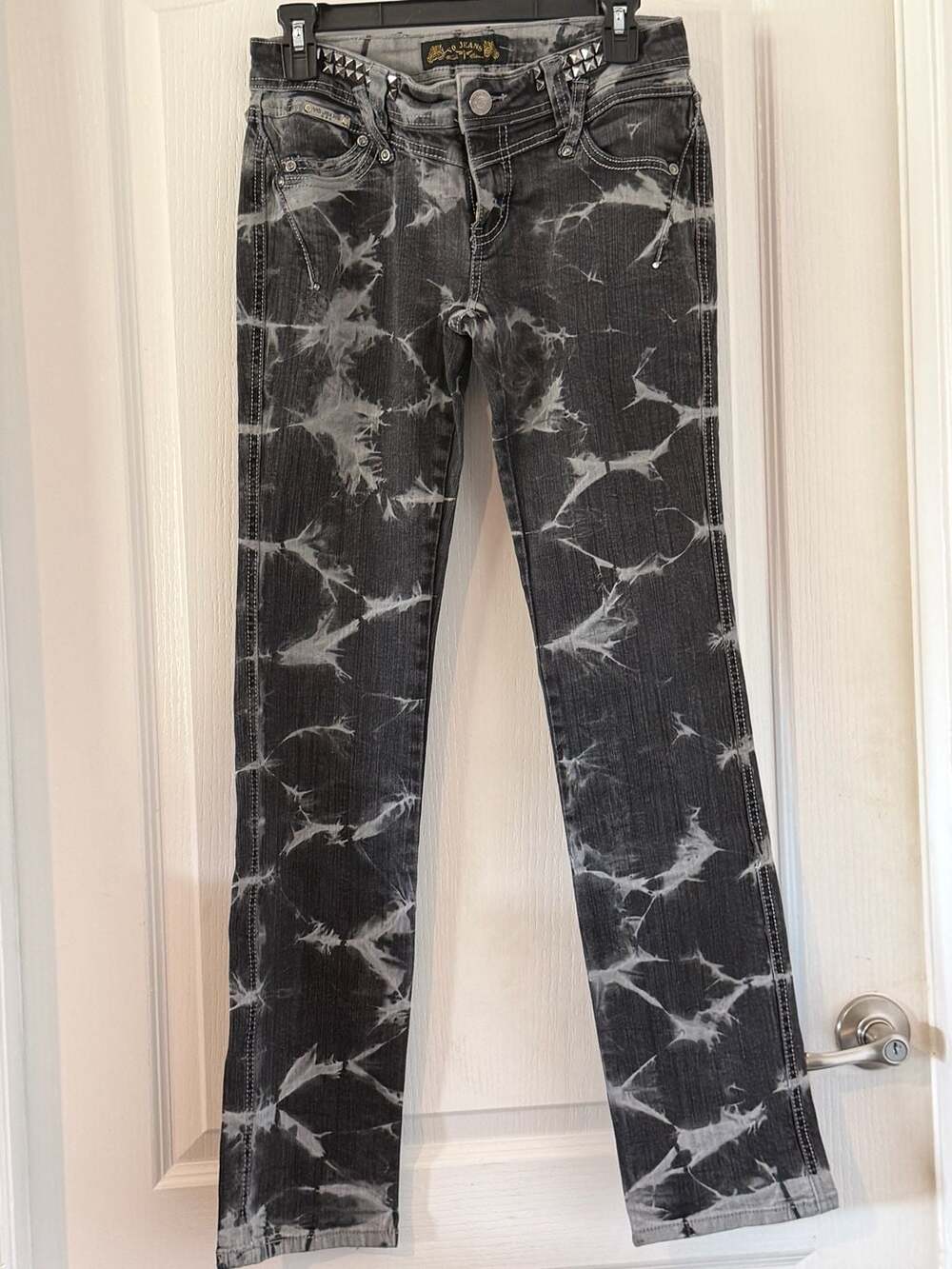 Virgin Only VO Jeans Size 9 Studded Tie-Dye Straight Leg Jeans